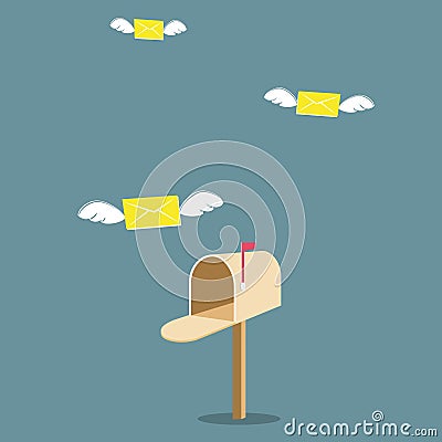 Wing Letter. mail idea concept Vector Illustration