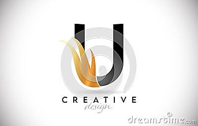 Wing Letter U Logo with Golden Elegant Design. U letter Swoosh Icon Vector Vector Illustration