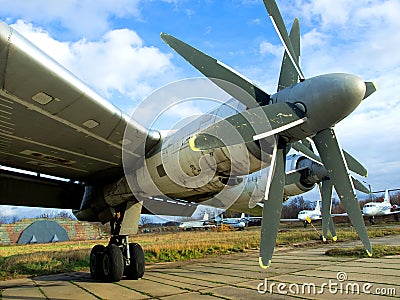 Wing of military plane Stock Photo