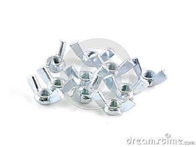 Wing nuts metal on white background Stock Photo