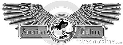 Winged American Bulldog logo Vector Illustration