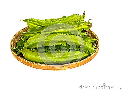 Winged bean on white background with clippingpath Stock Photo