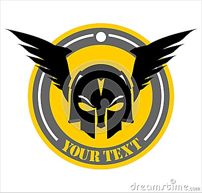 Winged black mask warrior Vector Illustration