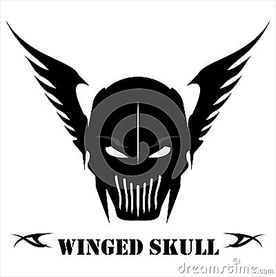 Winged Black Skull Stock Photo