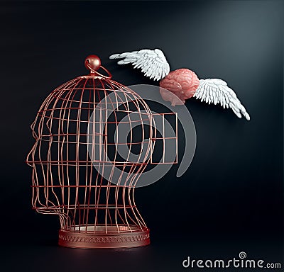 Winged brain Stock Photo