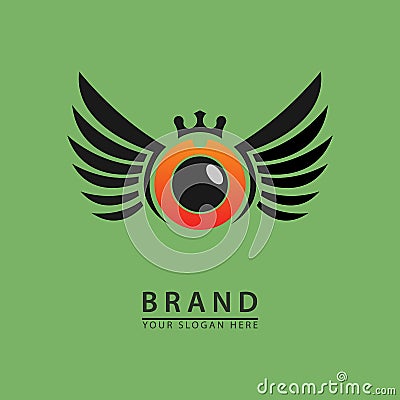 Winged camera eye icon logo Vector Illustration