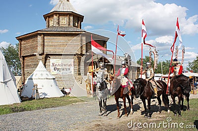 Winged cavalry. Grand Duchy Of Lithuania. Chivalry. Festival. Mstislavl Editorial Stock Photo