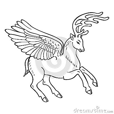 Winged deer Vector Illustration