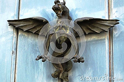 Winged Dragon Door Knocker Stock Photo