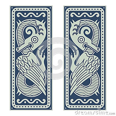 Winged Dragon. Illustration in the Scandinavian Celtic style Vector Illustration