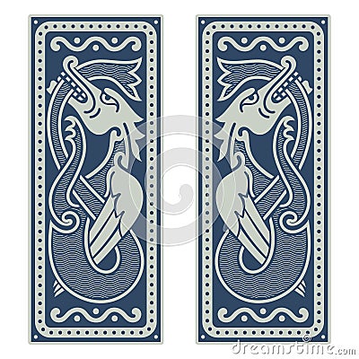 Winged Dragon. Illustration in the Scandinavian Celtic style Vector Illustration