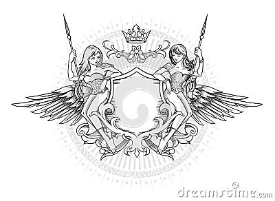 Winged emblem Vector Illustration