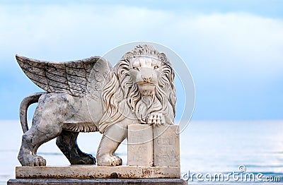 Winged lion statue Stock Photo