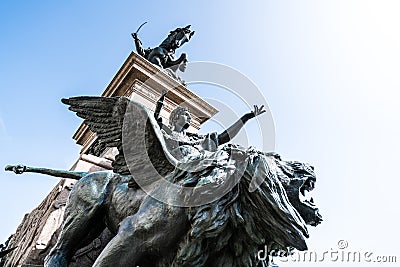 Winged lion statue at the Victor Emmanuel II Monument, Venice, Italy Stock Photo