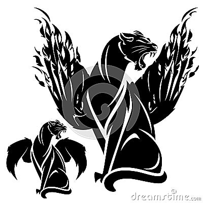 Winged panther Vector Illustration