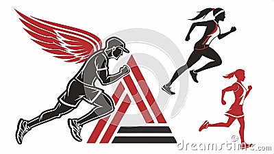 Winged runner silhouette, speed runner, and fast motion design, Vector Design, Generative AI Vector Illustration