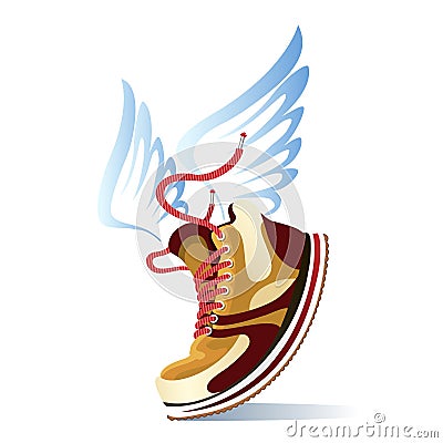 Winged sports shoe icon Vector Illustration