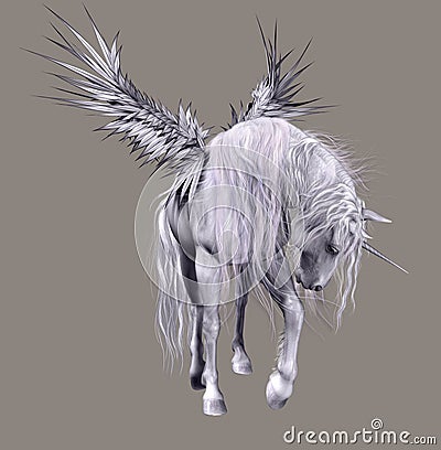 Winged unicorn Cartoon Illustration