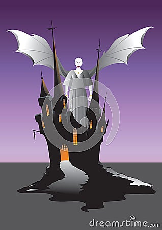 Winged Vampire Vector Illustration