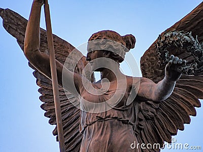 Winged Woman Statue Stock Photo