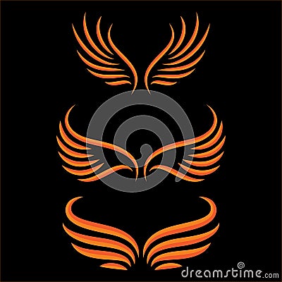 Wings bird set Vector Illustration