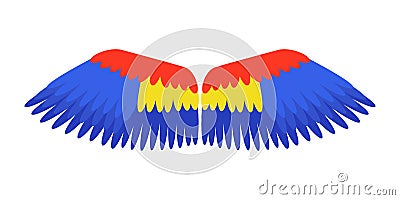 Wings blue isolated animal feather parrot bird freedom flight and natural life peace design flying element eagle winged Vector Illustration
