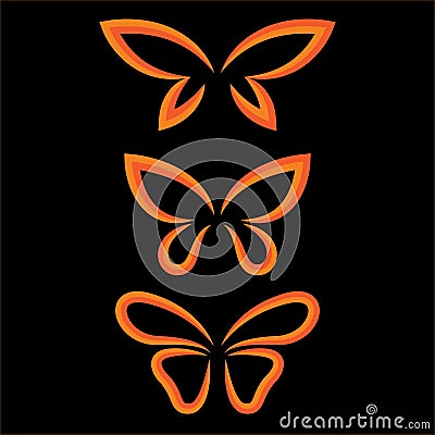 Wings butterfly set Vector Illustration