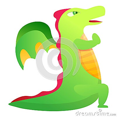 Wings dragon icon, cartoon style Vector Illustration