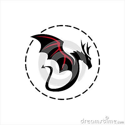 Wings Dragon Logo. Animal Vector. Design Template. Vector Illustration