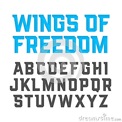 Wings Of Freedom modern style font Vector Illustration