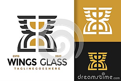 Wings Hourglass Logo Logos Design Element Stock Vector Illustration Template Vector Illustration