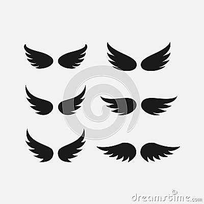 Wings icon logo set vector. Wing logo collection on white background Vector Illustration