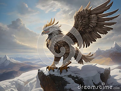 Wings of Legend: Griffon Illustrations to Inspire Imagination Stock Photo
