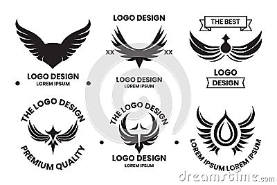 wings logo in modern minimal style Vector Illustration