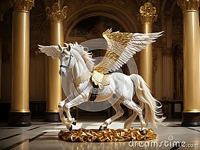 Wings of Myth: Captivating Pegasus Portraits Available Now Stock Photo