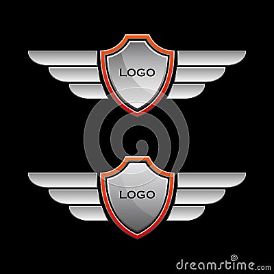 Wings and shields vector logo template Vector Illustration