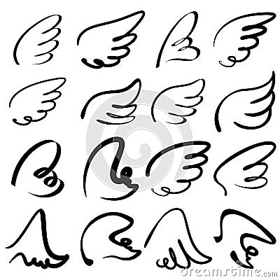 Wings sketch collection cartoon vector Vector Illustration