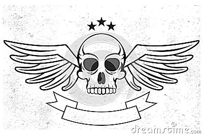 Wings skull logo Vector Illustration