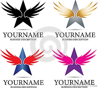 Wings Star Design Logo Vector Illustration