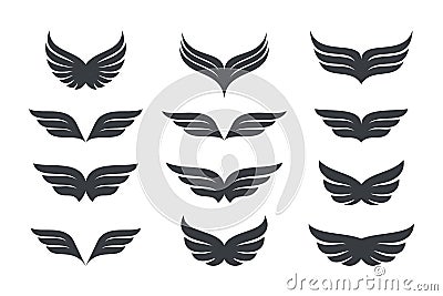 Wings vector Collection. Eagle bird heraldic flying Falcon Phoenix Hawk logo Vector Illustration
