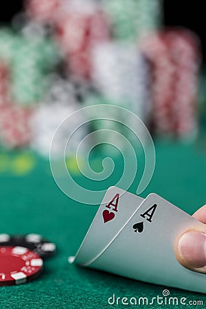 Wining Poker hand Stock Photo
