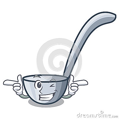 Wink cartoon ladles a on the shelf Vector Illustration