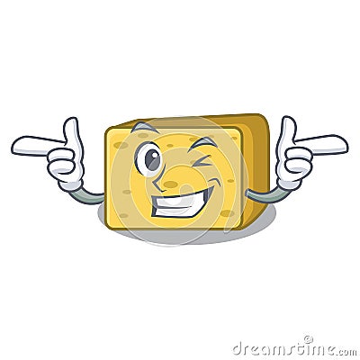 Wink character fresh gouda cheese Vector Illustration