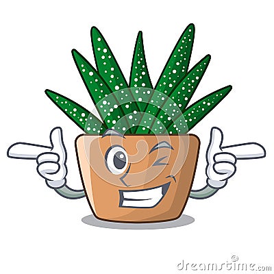 Wink character small zebra cactus plant on pot Vector Illustration