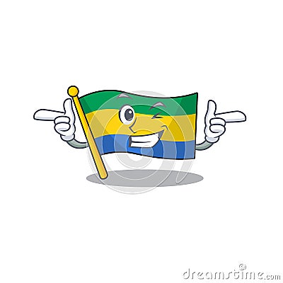 Wink flag gabon flown on mascot pole Vector Illustration