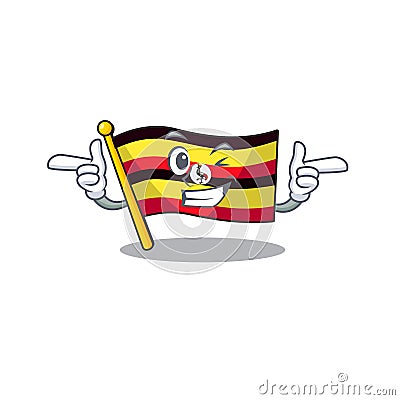 Wink flag uganda in the mascot shape Vector Illustration