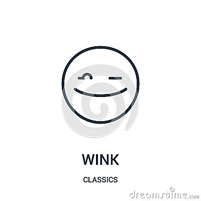 wink icon vector from classics collection. Thin line wink outline icon vector illustration. Linear symbol Vector Illustration