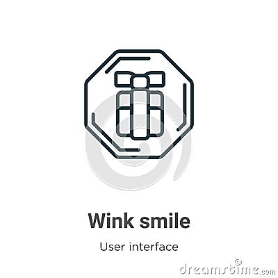 Wink smile outline vector icon. Thin line black wink smile icon, flat vector simple element illustration from editable user Vector Illustration