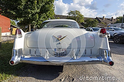 Old vintage cadillac car in white in use by a wedding rent a car company Editorial Stock Photo