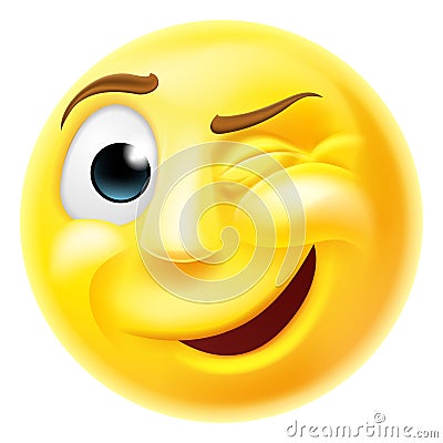 Winking Emoji Emoticon Vector Illustration